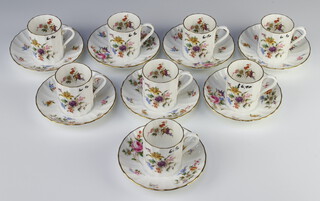 A set of 8 Royal Worcester Roanoke pattern coffee cans and saucers 