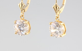 A pair of 18ct yellow gold paste earrings, gross weight 3.4 grams