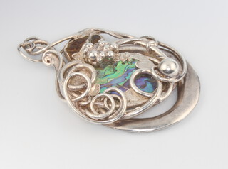 A Jacob Hull pendant inlaid with hardstones 8cm, 72 grams