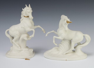 Two David Cornell bisque figures of a unicorns 20cm and 23cm 