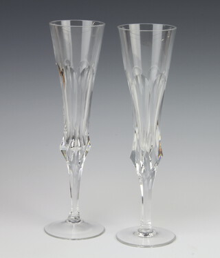 A pair of faceted champagne flutes 25cm 