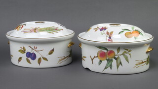A pair of Royal Worcester Evesham casseroles and covers 29cm 