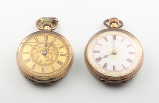 Two lady's 9ct yellow gold Edwardian fob watches 30mm 
