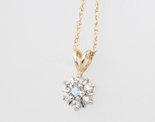 A 9ct yellow gold gem set pendant and chain 1.2 grams 