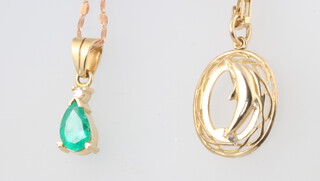 An 18ct yellow gold necklace 3.3 grams, a 9ct ditto with pendant 6.3 grams 
