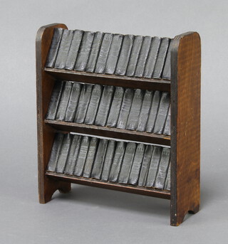 Allied Newspapers, 40 miniature volumes "The Works of Shakespeare" contained in an oak 3 tier bookcase 22cm h x 19cm w 