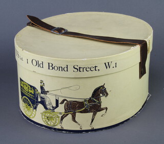 Scotts Ltd of 1 New Bond Street W1, a card hat box, 17cm h x 31cm w x 37cm d 