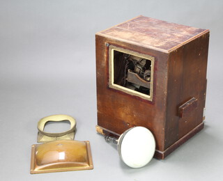 A 1940's television receiver with 31cm green screen, Mazda cathode ray tube type CCRM 92, contained in a mahogany finished case 65cm h x 48cm w x 42cm d 