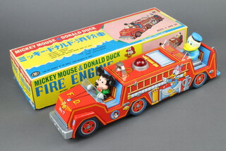 A Japanese MT Mickey Mouse and Donald Duck fire engine no.4183, boxed 