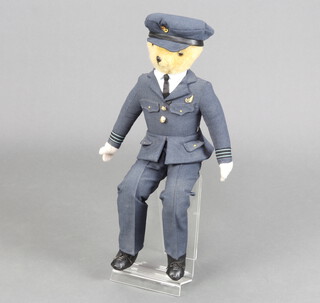 A teddy bear dressed as a Royal Air Force Navigator Wing Commander marked Gordon Kelso military and civil tailors 61cm x 16cm  