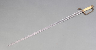 An 18th Century officer's sword, circa 1786, with 80cm straight spadroon blade, ivory grip, gilt mount
