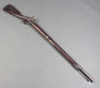 A 19th Century French percussion musket marked 1859 and 1865 with 84cm barrel complete with ram rod 