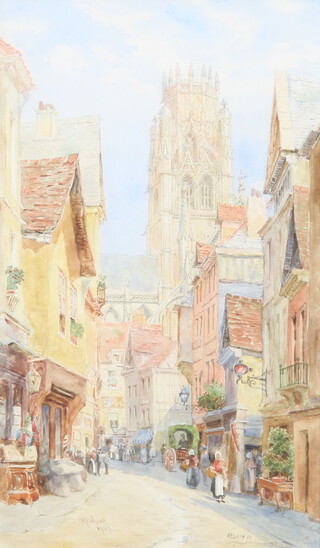 H Reillycott?, watercolour, Rouen street scene, signed and dated 1905 40cm x 23cm 