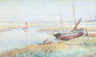 Leila K Williamson, watercolour "Sunset Rye, Looking Towards Camber" 31cm x 51cm 