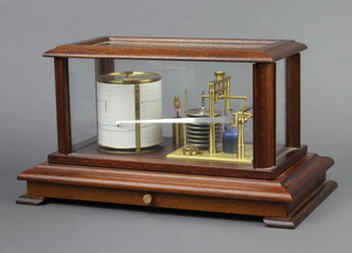 A 20th Century barograph contained in a mahogany case, the base fitted a drawer on bracket feet, 22cm h x 40cm w x 24cm d 