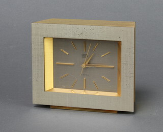 Gruen for Mappin & Webb, a battery operated timepiece with square silvered dial contained in a gilt and silvered case 10cm x 13cm x 5cm complete with original box and bill of receipt 