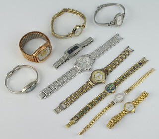 A lady's Pulsar paste set gilt wristwatch and 9 others 