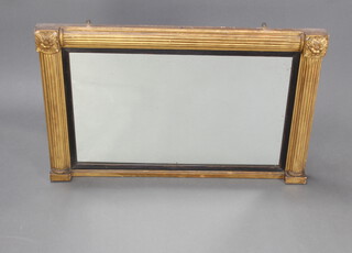 A Regency rectangular over plate mantel mirror contained in a gilt frame with reeded decoration 61cm x 96cm 