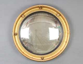 A Georgian style circular convex plate wall mirror, contained in a gilt ball studded frame 46cm diam. x 5cm d 