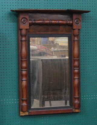 A William IV rectangular plate pier mirror, the frame with column decoration 72cm h x 46cm w x 20cm d 