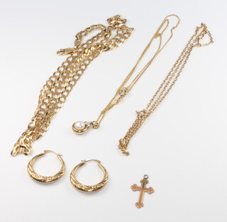 A gold necklace and minor gold jewellery 18.5 grams 