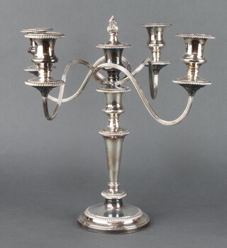 A silver plated 5 light candelabrum on tapered stem 35cm 