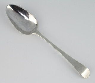 A George III silver dessert spoon, 38 grams, rubbed marks, London 1772  