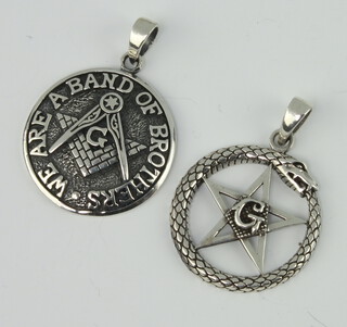 Two 925 standard Masonic pendants
