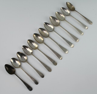 Twelve various Georgian silver teaspoons, mixed dates, 143 grams 