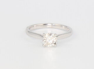 An 18ct white gold single stone brilliant cut diamond ring approx. 0.94ct, size M, 3.1 grams, with WGI cerfificate 