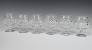 Six Waterford Crystal brandy glasses 13cm 

