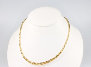 A 14ct yellow gold fancy link necklace 43cm, 8 grams 
