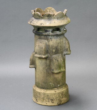 A Victorian well weathered chimney pot with wavy border 93cm h x 38cm diam. 
