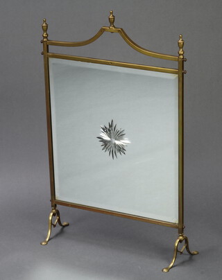 A gilt metal and cut bevelled glass fire screen with urn decoration 80cm h x 48cm w x 18cm d 