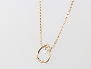 A 9ct yellow gold heart shaped pendant and chain, gross 1.5 grams 40cm 