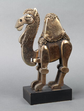 Frank Meisler Israel, a limited edition gilt metal figure of a standing camel, raised on a wooden base marked 215/250 26cm x 13cm x 9cm 