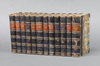 Volumes 1 - 7 and 9 - 12 of Walter Scott "Poetical Works"  half leather bound and 1 other volume 