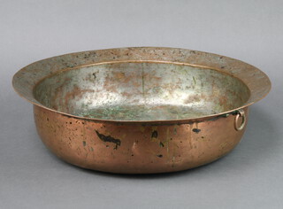 A circular Eastern copper cooking pot 12cm h x 43cm diam. 