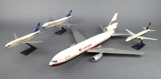 A model of a Laker Skytrain airliner 55cm x 47cm, a Caledonian Boeing 757 and 2 other Caledonian aircraft