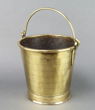 A polished brass bucket with swing handle 23cm x 27cm 