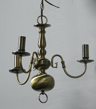 A Dutch style gilt metal 3 light electrolier 38cm h x 45cm diam. 