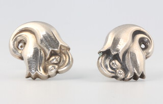 A pair of Georg Jensen silver scroll ear clips (non pierced) 7.2 grams 