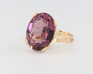 A 9ct yellow gold amethyst dress ring 4.8 grams, size N 