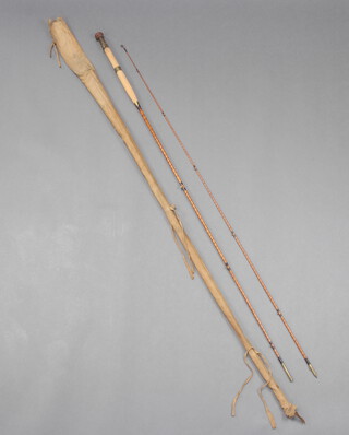 J P Moreton & Co, a 1920's 9' two piece split cane fly fishing rod in original cloth bag  