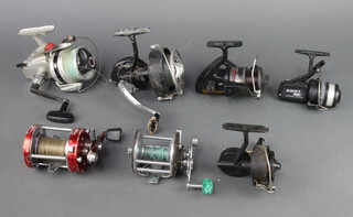 An Abu Ambassadeur 7000 fishing reel, ditto Cardinal max 4, a Penn 160, a Gap reel, a Swift 660 reel, a KP Morritts Intrepid surfcast reel and a Chinese reel  