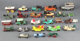 A collection of Lesney model cars, all play worn 