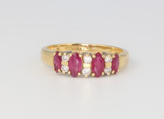 An 18ct yellow gold ruby and diamond ring, 3.7 grams, size P 