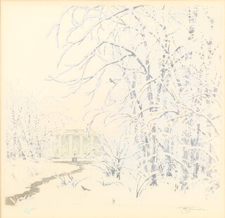 Tavik Frantisek Simon (1877-1942), print no.235, Continental snowy park study 35cm x 35cm 