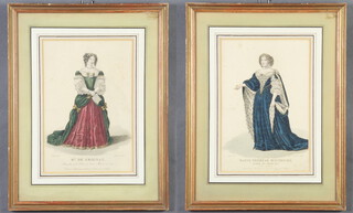 Gatien, coloured prints "Marie-Therese D'Autriche and Madame de Grignan" 28cm x 18cm 