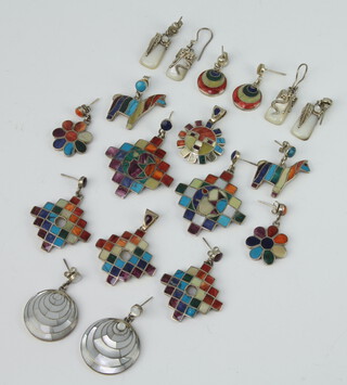 A quantity of South American hardstone and other silver jewellery 